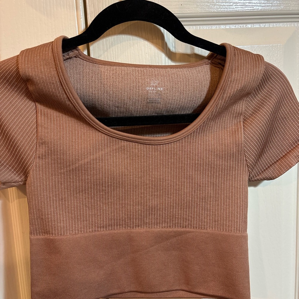 Aerie Ribbed Tan Short Sleeve Tee